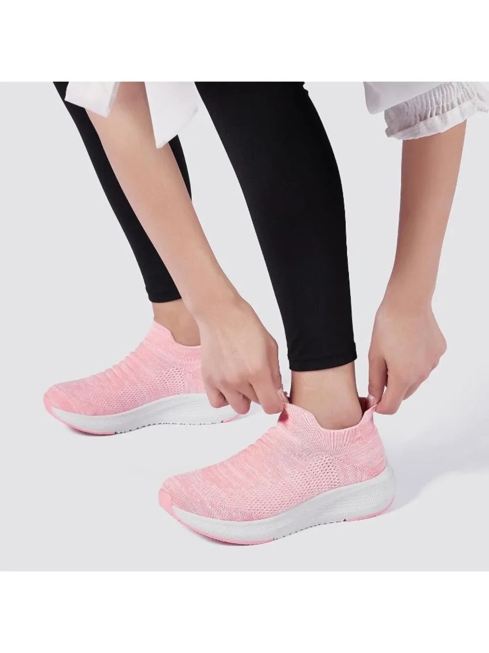Women Light Pink Rubber Walking Shoes Comfort Lightweight Sneaker Athletic Shoes
